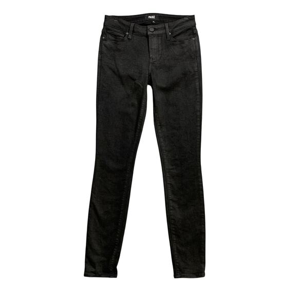 Paige Jeans Womens 26 Black Verdugo Ultra Skinny Ankle Luxe Coated Low Rise - Picture 1 of 14